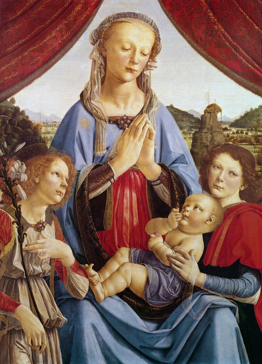 A Szűz és a Gyermek két angyallal, 1470-es évek (tojástempera fán) alkotó: Andrea del Verrocchio