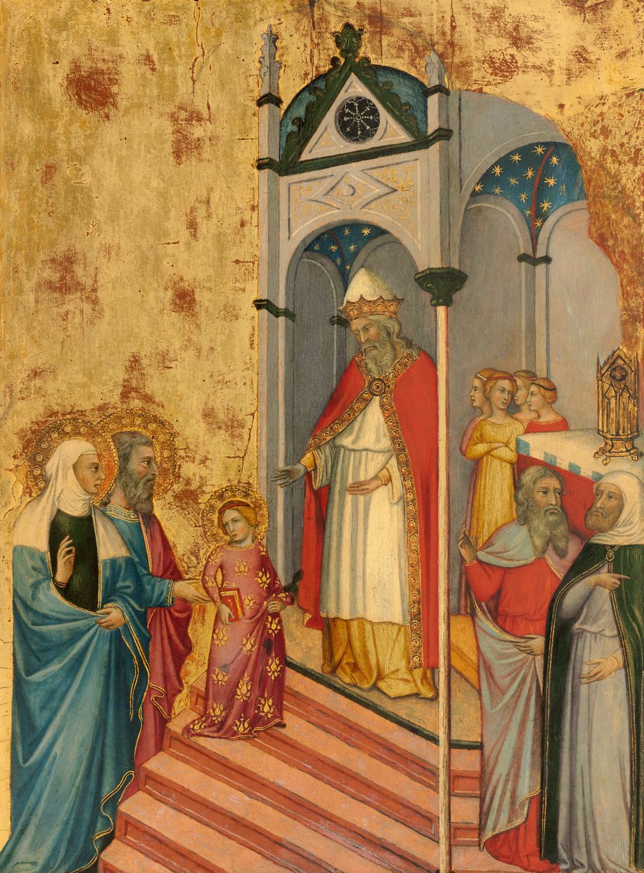 A Szűz bemutatása a templomban, 1400-5 körül (tempera nyárfatáblán) alkotó: Andrea di Bartolo