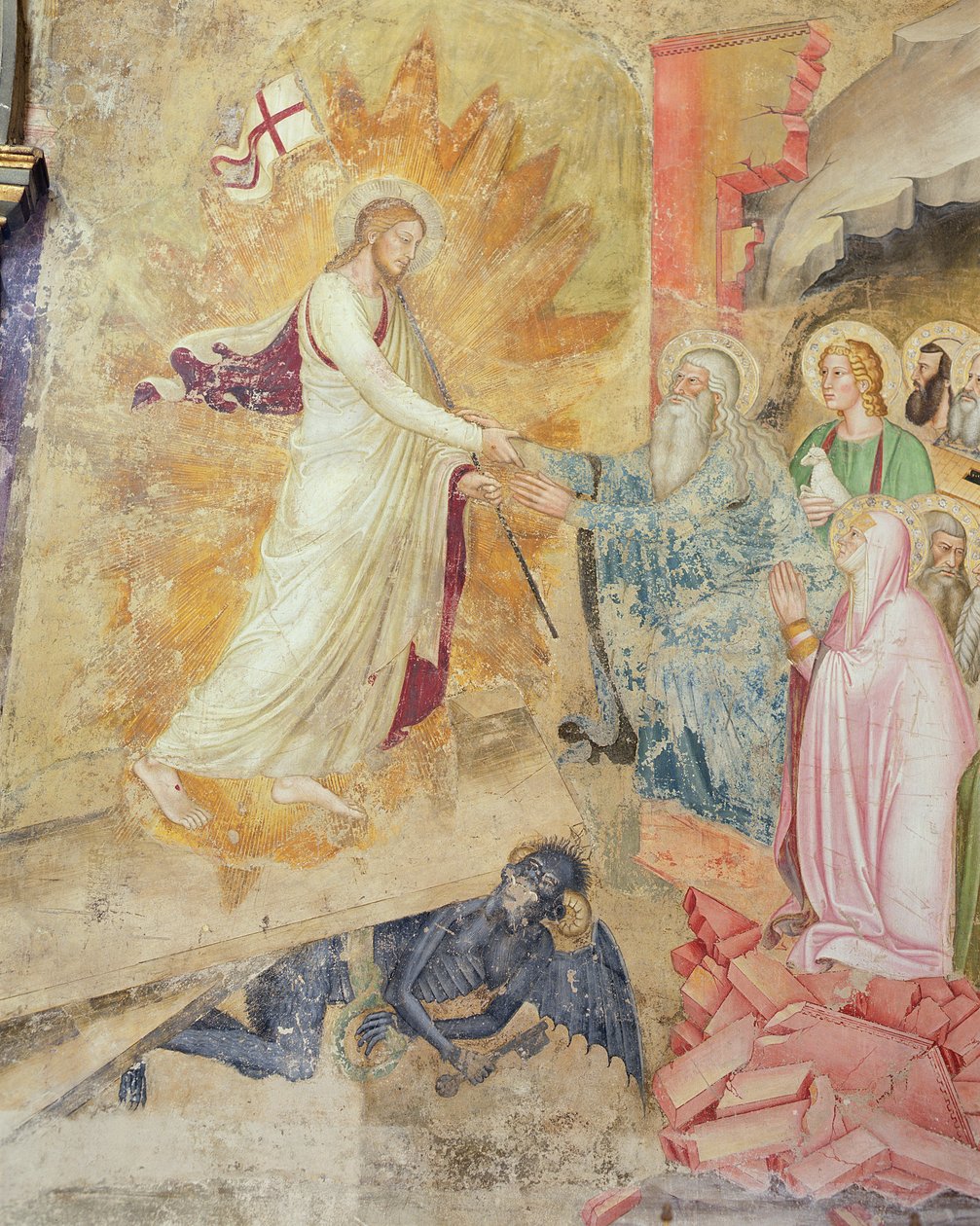 Részlet a Keresztről való leereszkedésről, Capellone degli Spagnoli, 1365-67 freskóból. alkotó: Andrea di Bonaiuto