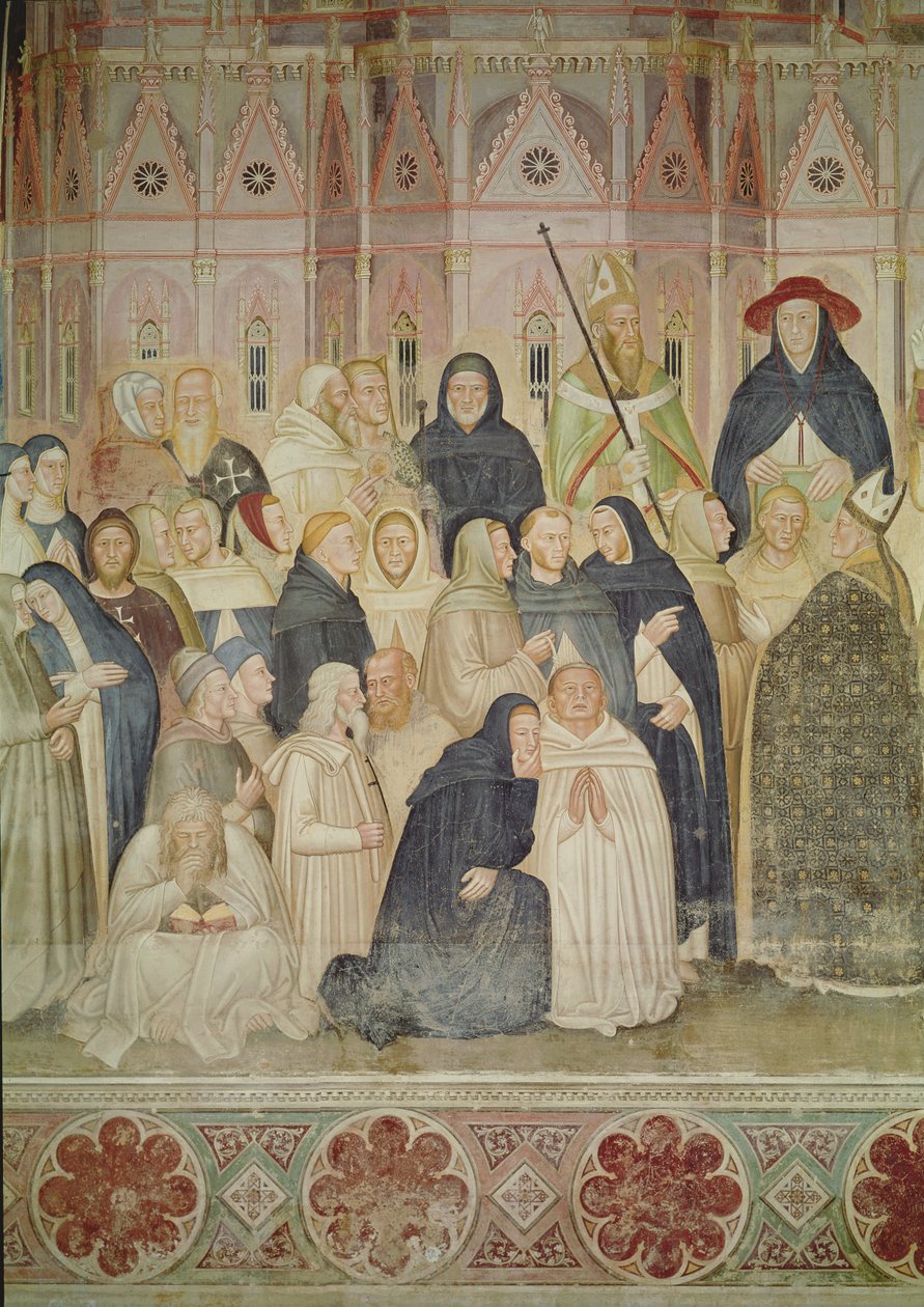 A harcos és diadalmas templom, a bal oldal részlete, 1366-68 körüli freskórészlet a 72859-ből, 31612 alkotó: Andrea di Bonaiuto