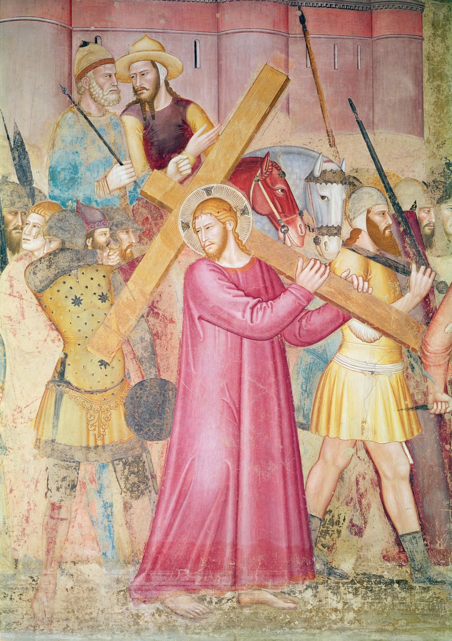 Út a kálváriához, részlet a keresztet hordozó Krisztusról, 1365 körül (130096 részlet) alkotó: Andrea di Bonaiuto