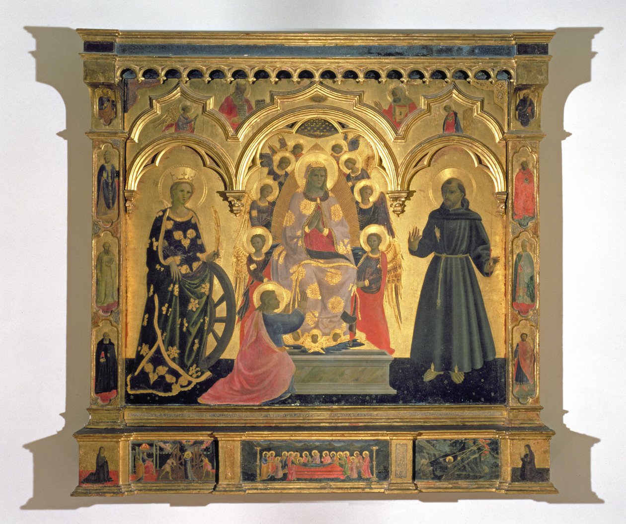 Az Öv Madonna szentekkel és angyalokkal, 1437 (tempera a panelen) alkotó: Andrea di Giusto Manzini