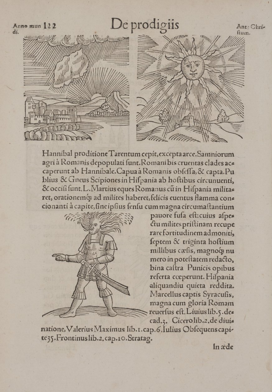 Oldal a „De Prodigiis”-ből (A természet csodái), szerző: Conradus Lycosthenes alkotó: Andrea Schiavone