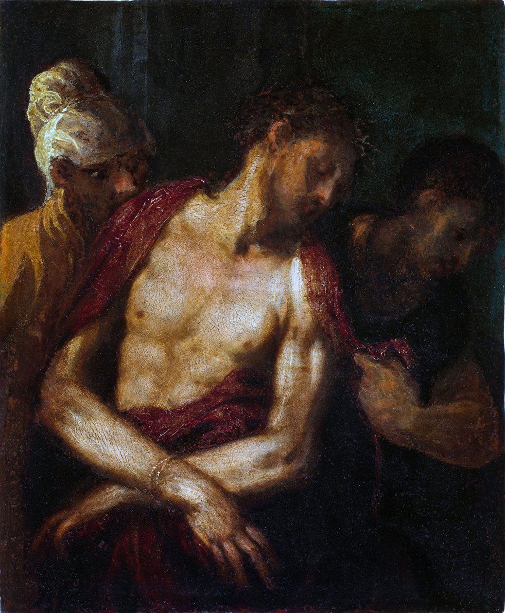 Ecce Homo par Schiavone, Andrea (kb. 1520-1582). Olaj, fa, méret: 34,9x31,4 alkotó: Andrea Schiavone