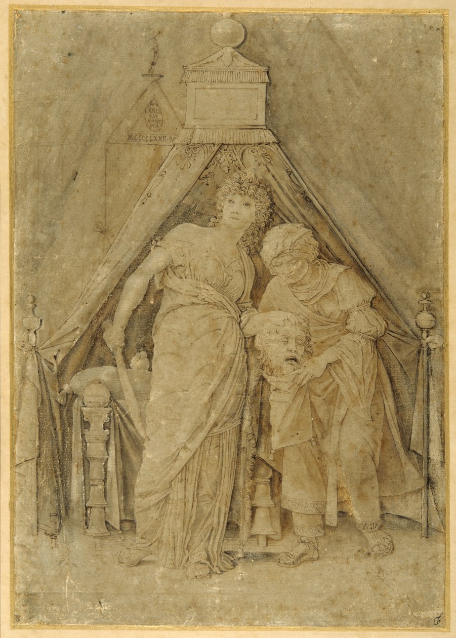 Judit Holofernész fejével, Mantegna után (toll és barna tinta barna mosással) alkotó: Andrea (follower of) Mantegna