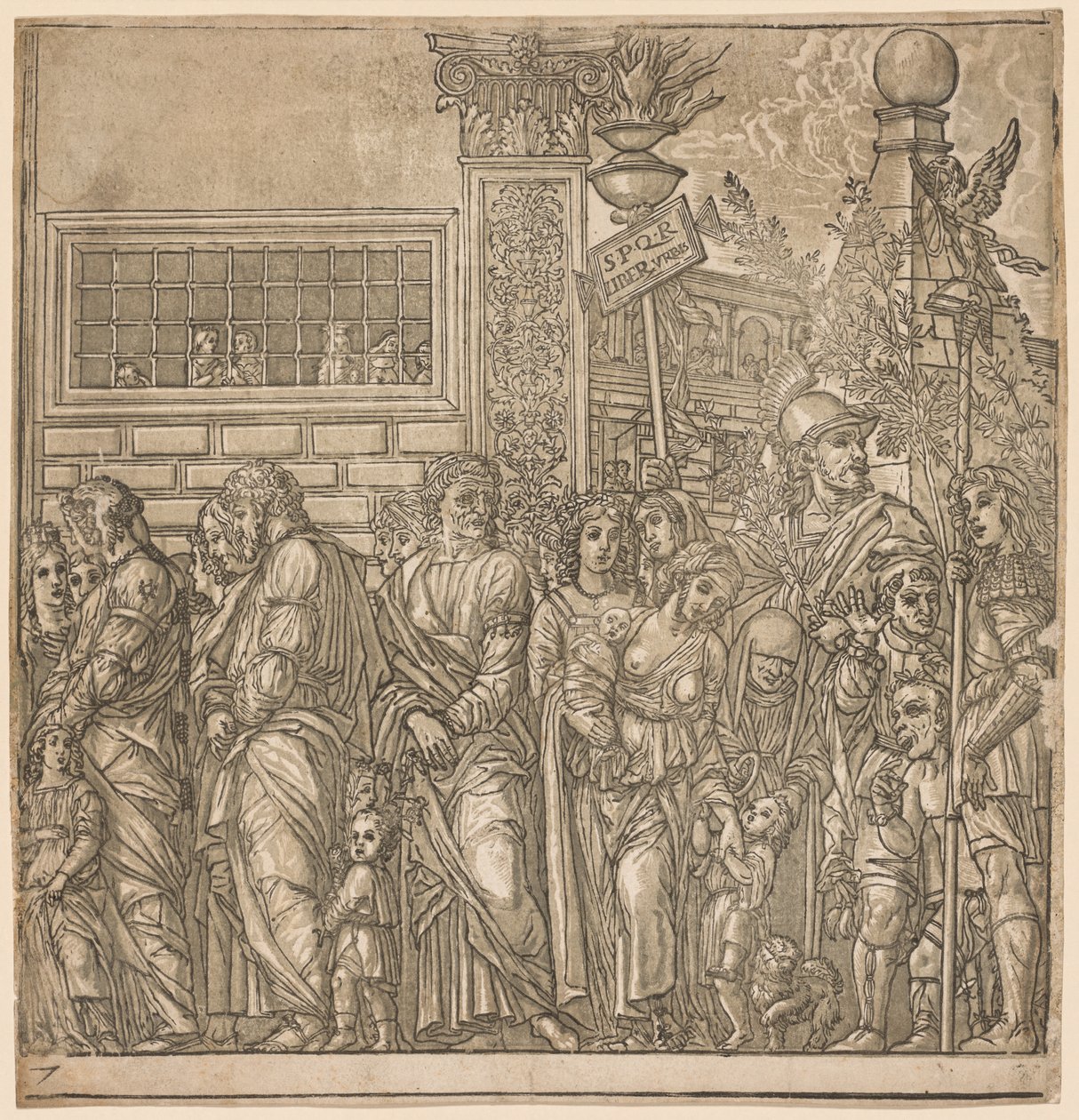 Julius Caesar diadala: Férfiak, nők és gyermekek körmenete, 1593-99. alkotó: Andrea Andreani