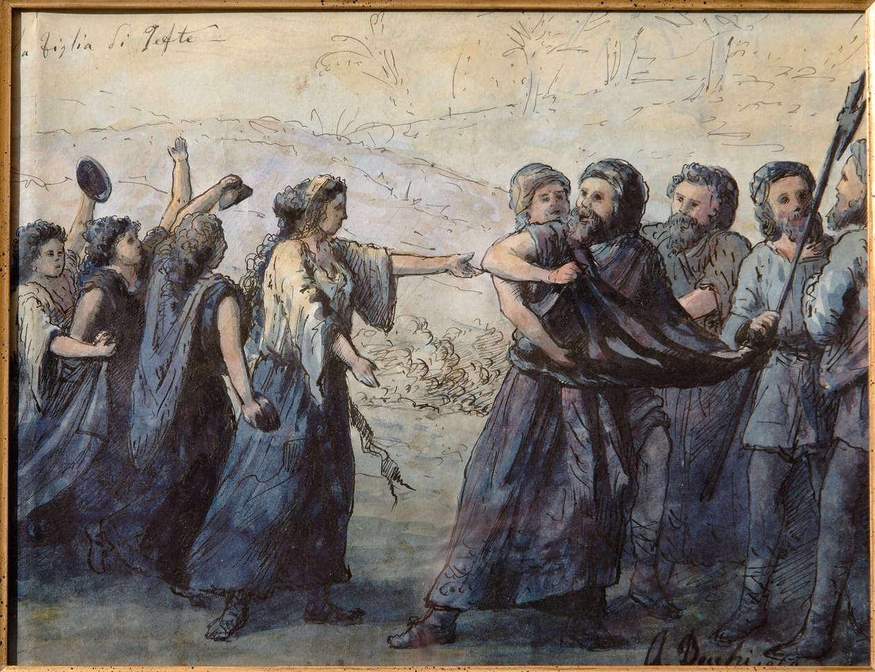 Jephtha lánya (akvarell) festett indiai tusrajz, cm. 31 x 23,5. alkotó: Andrea Becchi