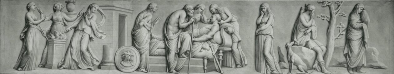 Meleager halálának jelenetét ábrázoló grisaille-kép. alkotó: Andrea Casali
