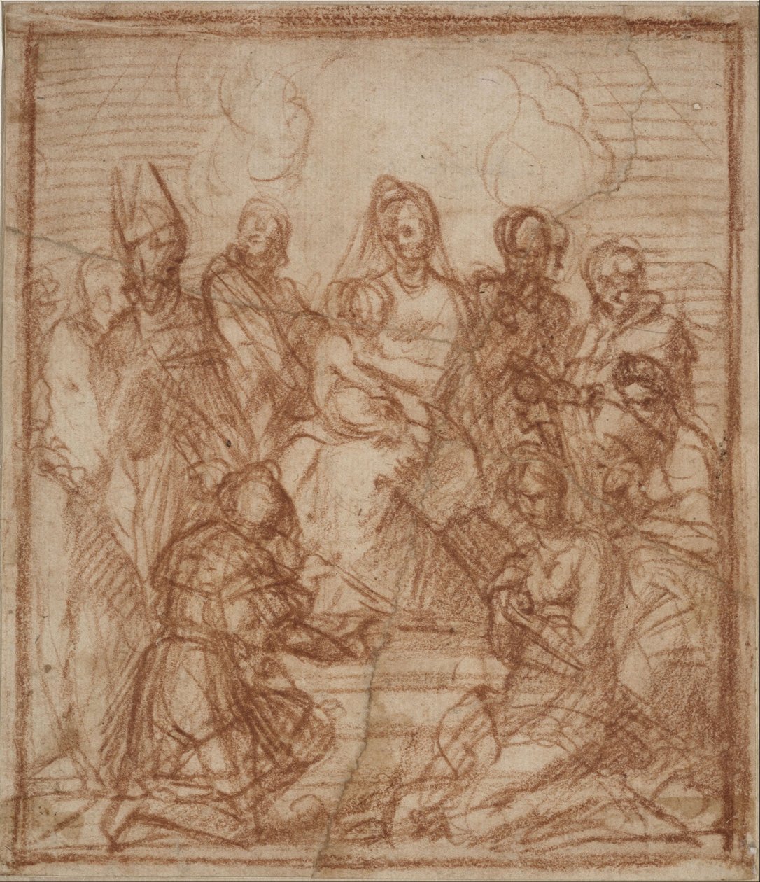 A trónoló Madonna gyermekkel és nyolc szenttel (kompozíciós tanulmány a sarzanai oltárfestményhez) alkotó: Andrea del Sarto
