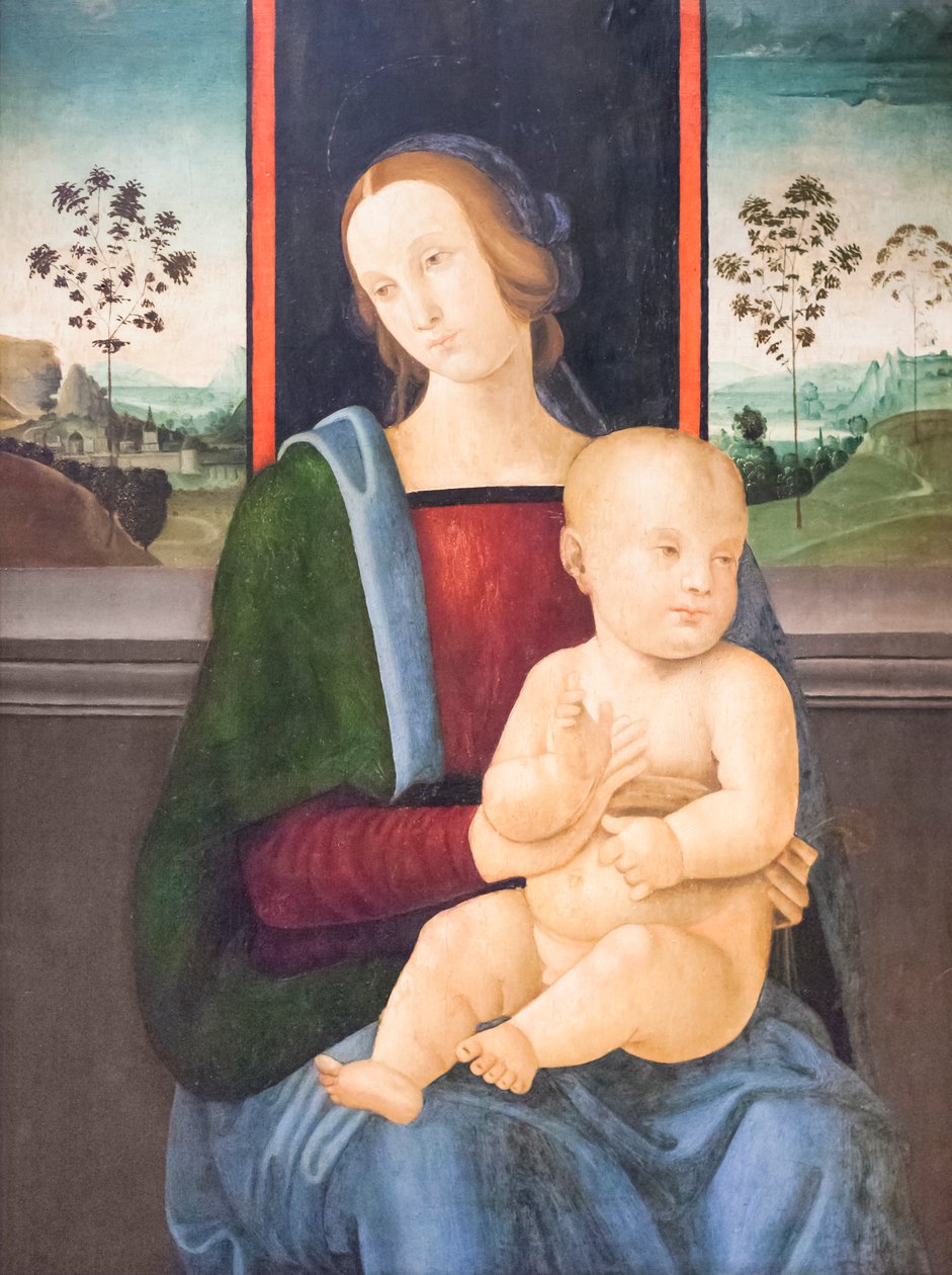 Madonna gyermekkel (olaj, fa) alkotó: Andrea Ingegnio