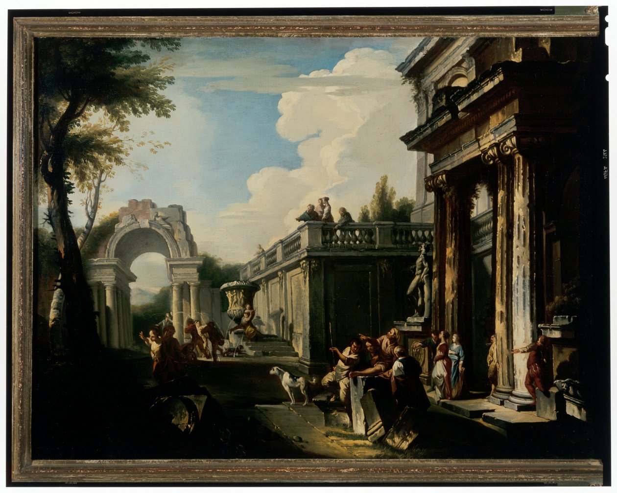 Építészeti Capriccio Szökőkúttal alkotó: Andrea Locatelli