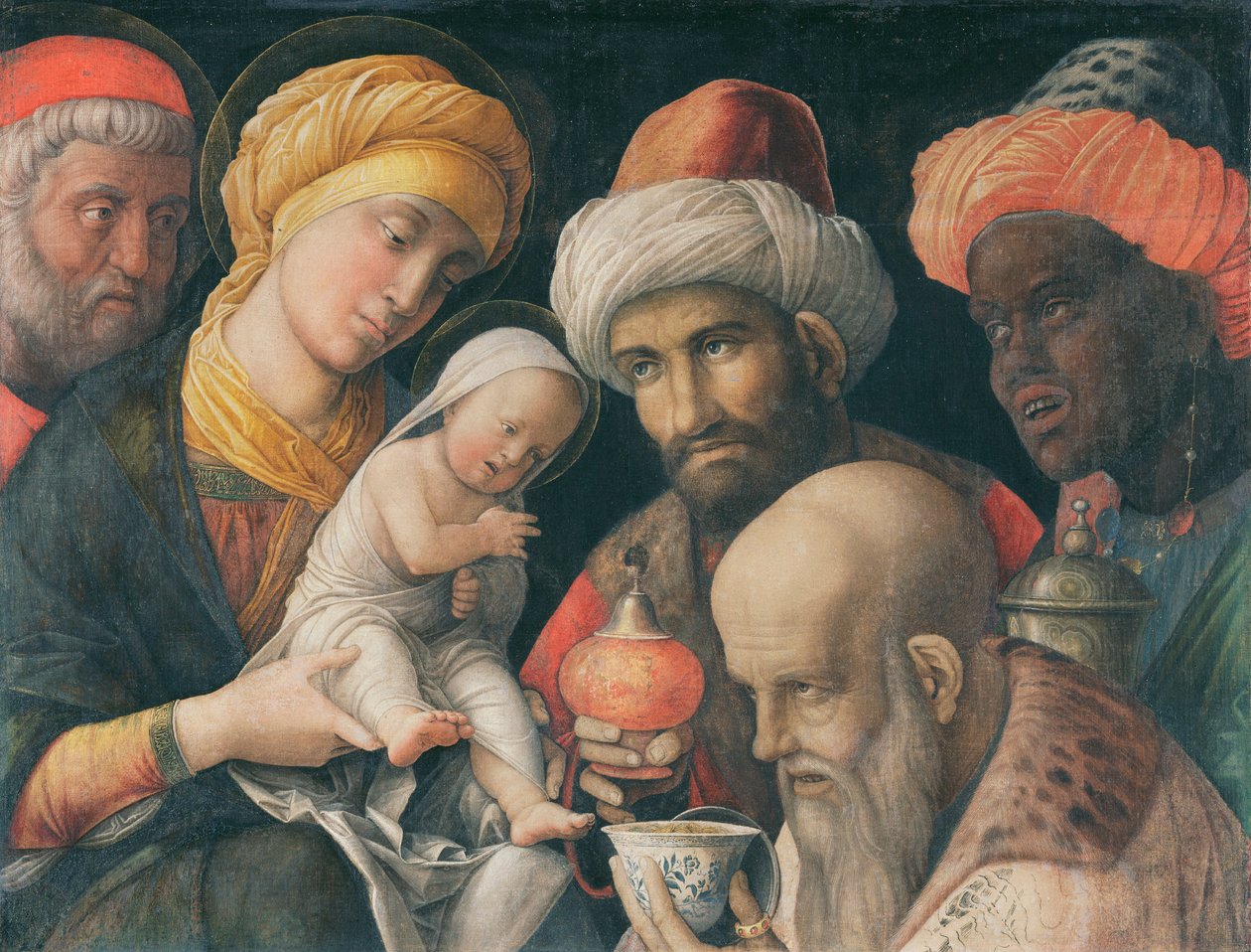 A mágusok imádása, 1495-1505 körül (Soroszlás a vászonon) alkotó: Andrea Mantegna
