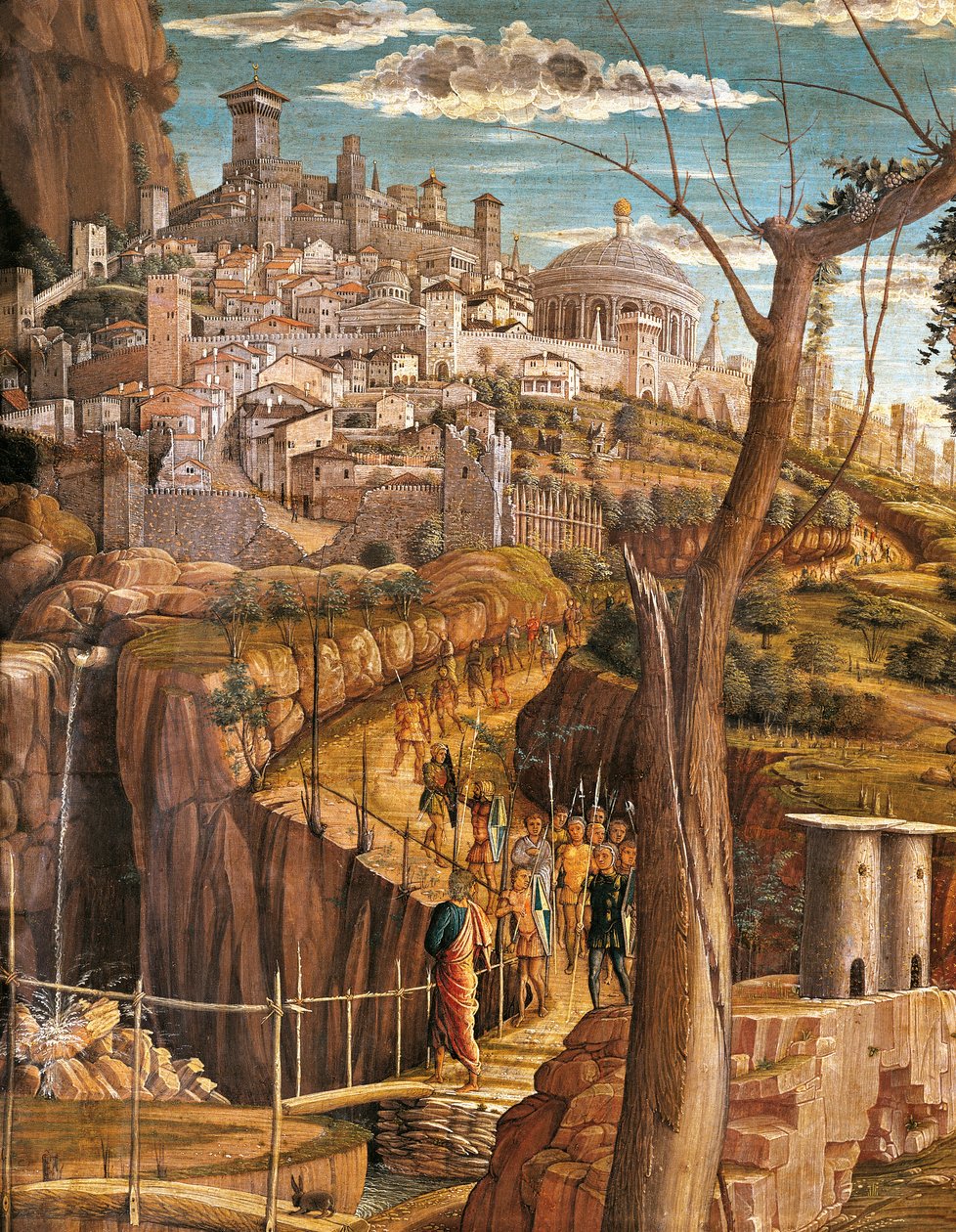 Andrea Mantegna (1431-1506) Agónia a kertben, tempera fán, 71x94 cm, Jeruzsálem részletképe alkotó: Andrea Mantegna