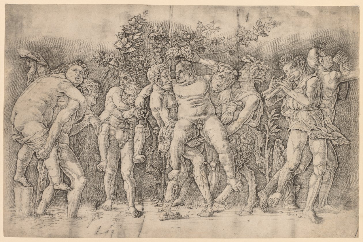 Bacchanal Silenusszal alkotó: Andrea Mantegna