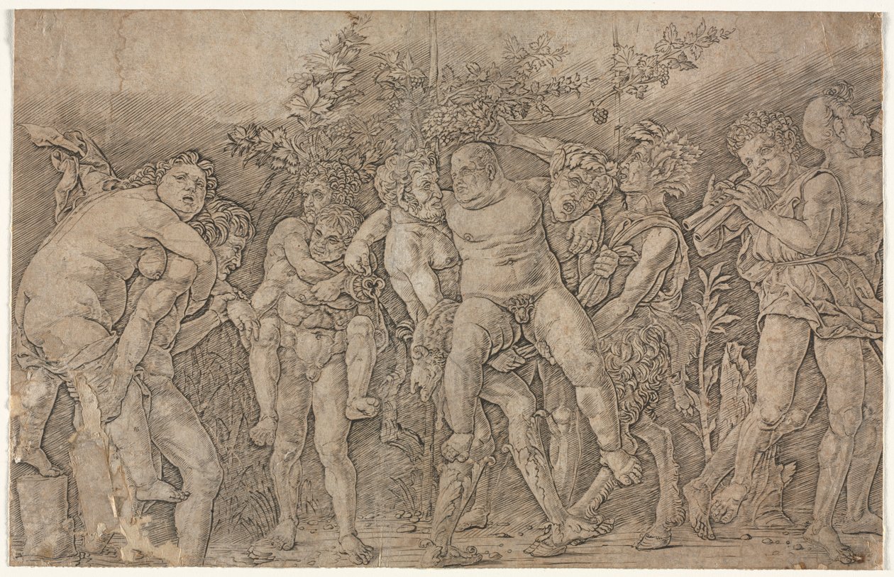 Bacchanal Silenusszal. alkotó: Andrea Mantegna