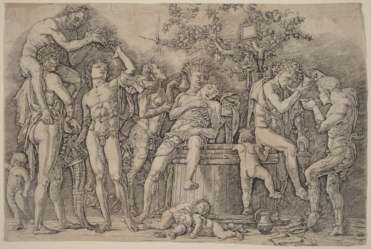 Bacchanália boroskáddal alkotó: Andrea Mantegna