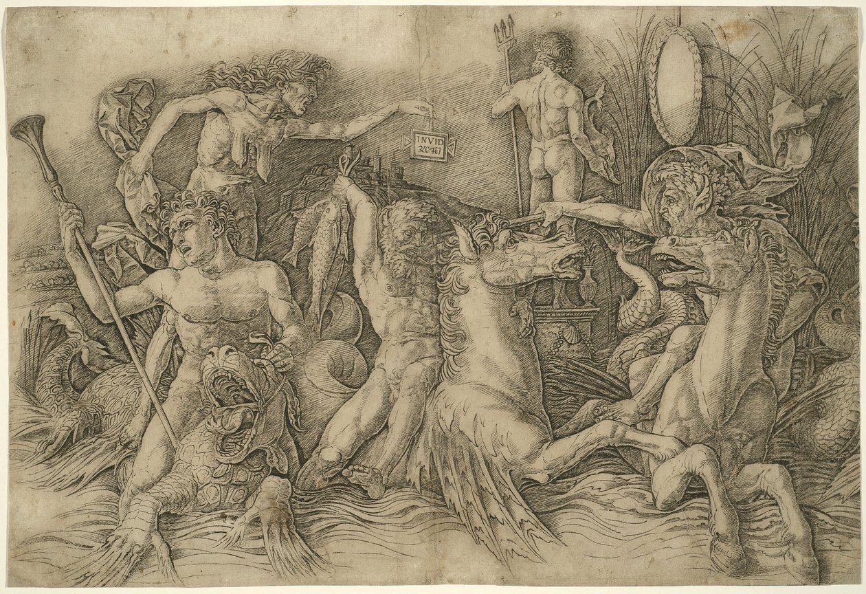 Tengeristenek csatája, egy fríz bal fele alkotó: Andrea Mantegna