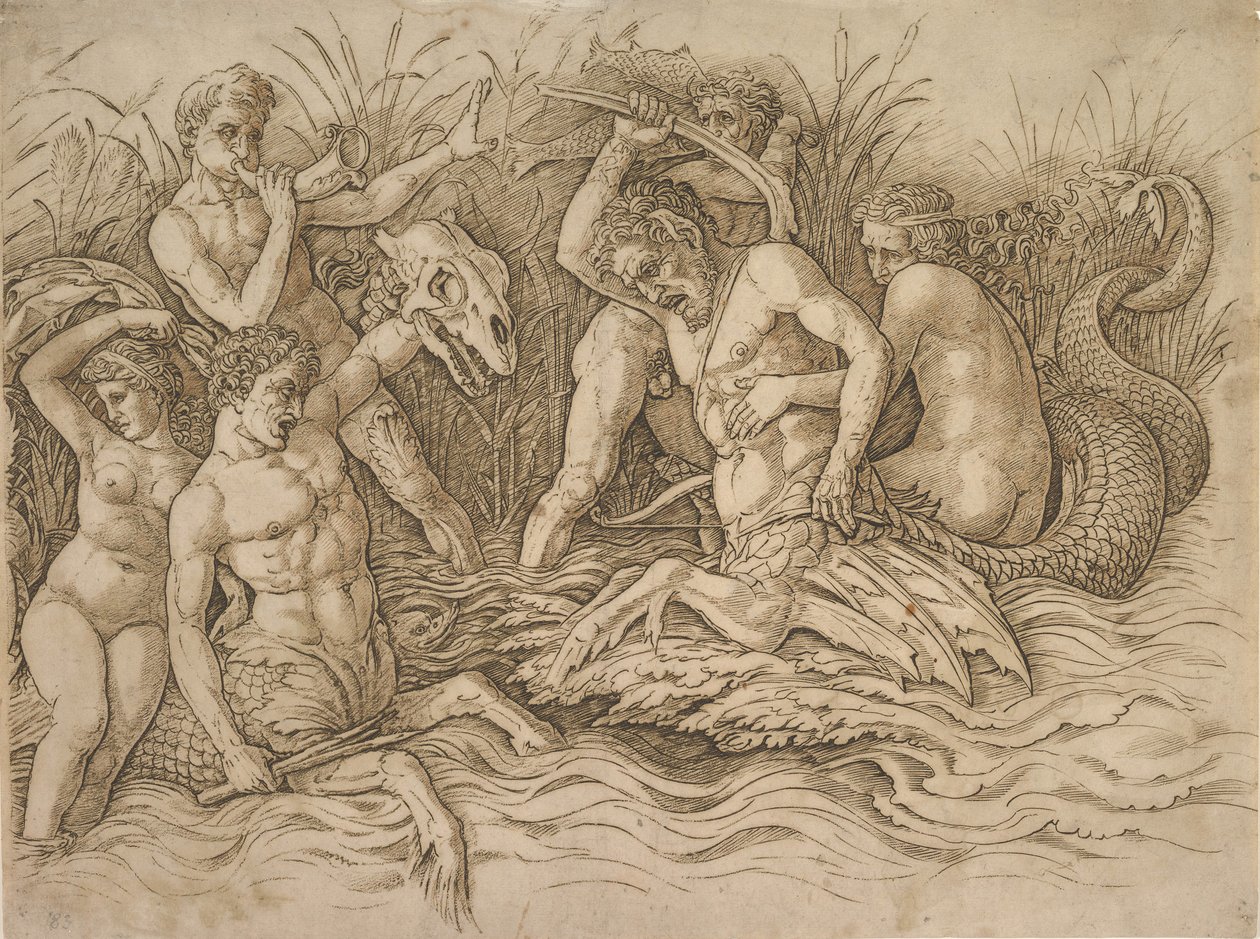 Tengeristenek csatája, jobb fele, kb. 1485-88. alkotó: Andrea Mantegna