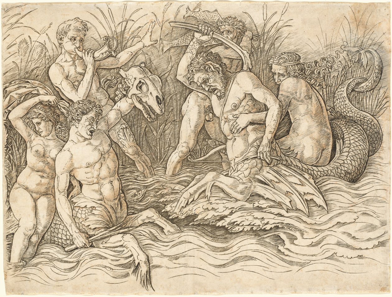 A tengeri istenek csatája [jobb fele] alkotó: Andrea Mantegna