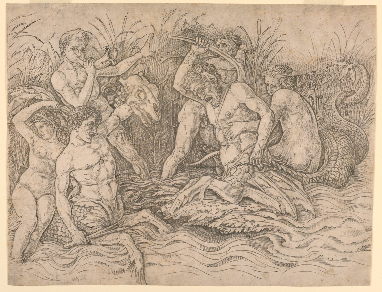 A tengeri istenek csatája, jobb fele alkotó: Andrea Mantegna