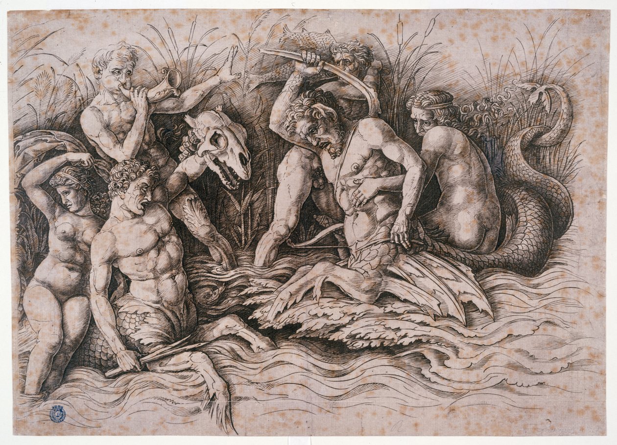 Két triton harca alkotó: Andrea Mantegna