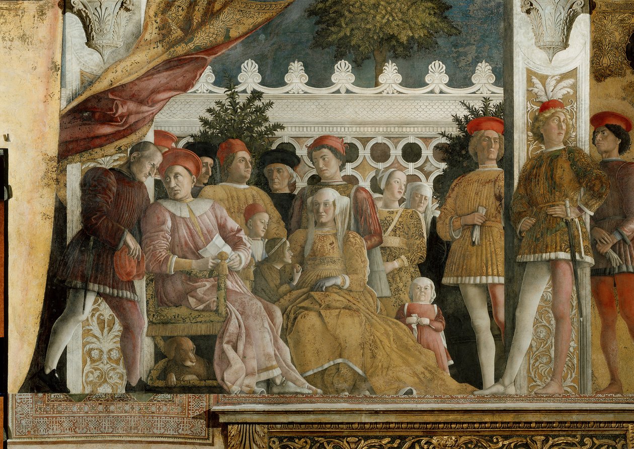 Gonzaga freskó udvara a Camera degli Sposiban a mantovai Palazzo Ducale-ban, 1474 alkotó: Andrea Mantegna