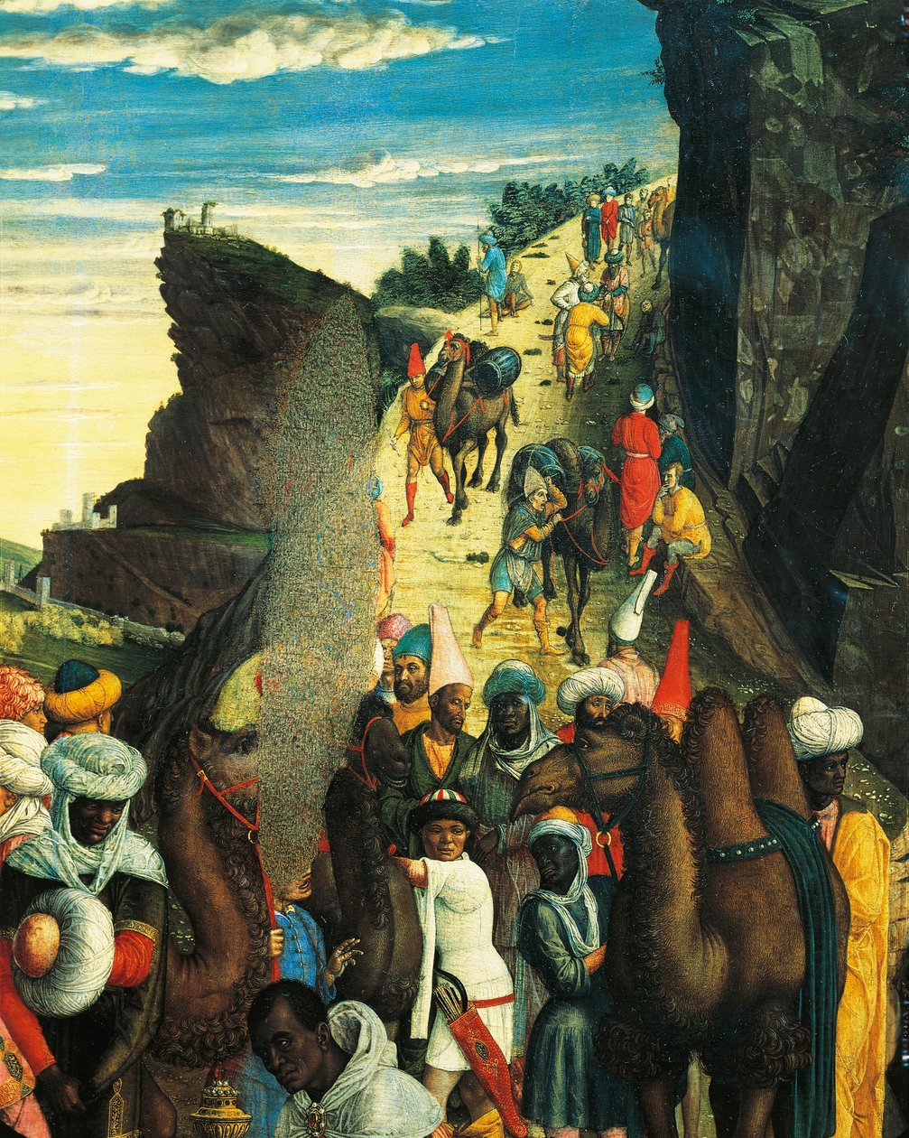Részlet az Adoration of the Magi-ból, amely a Mágusok karavánját ábrázolja, Andrea Mantegna alkotó: Andrea Mantegna