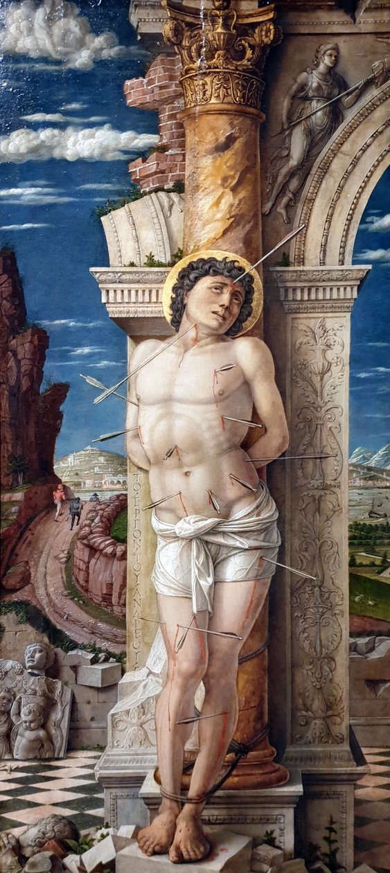Németül: Hl. Sebastian Szent Sebestyén alkotó: Andrea Mantegna