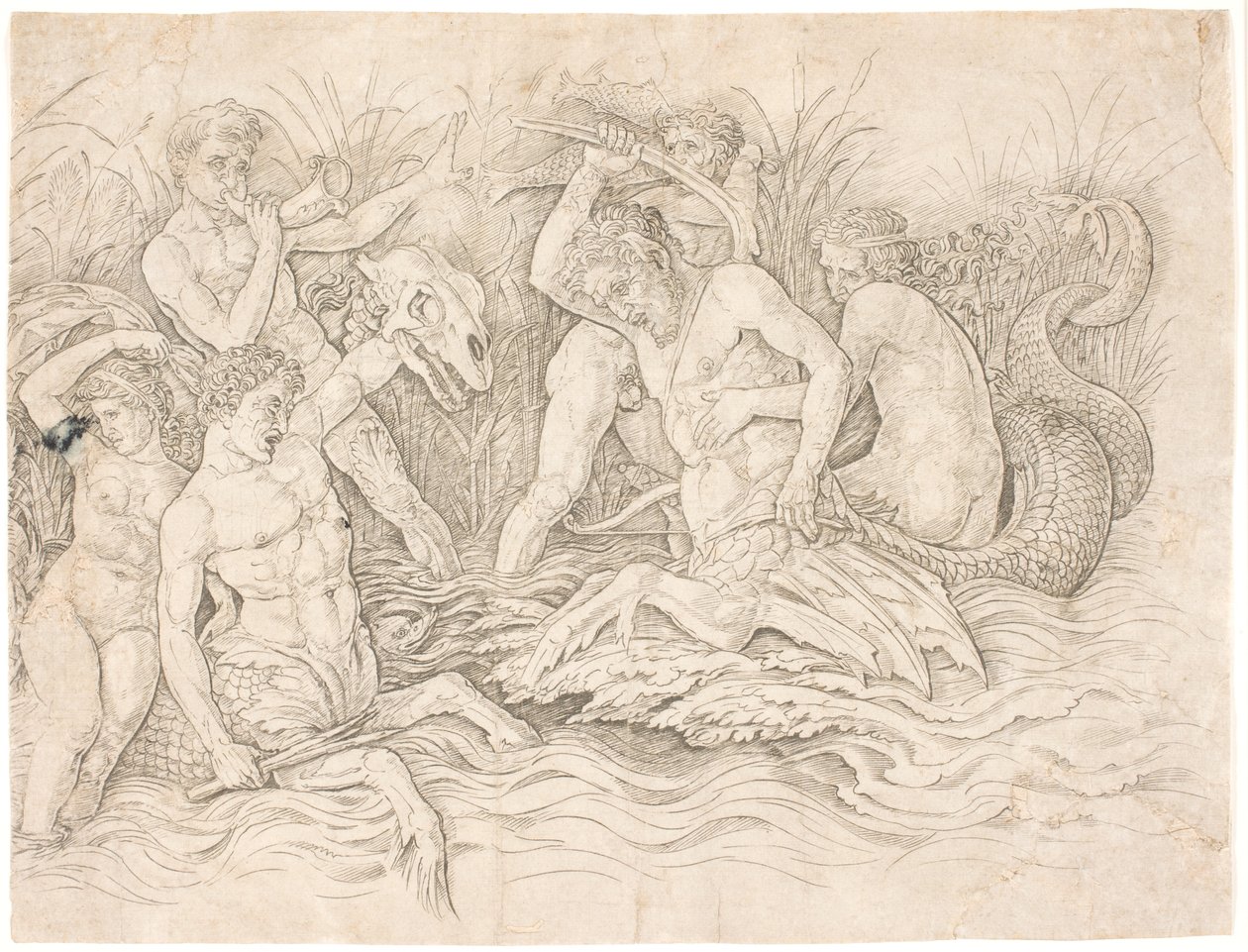 A tengeri istenek csatája, jobb fele alkotó: Andrea Mantegna