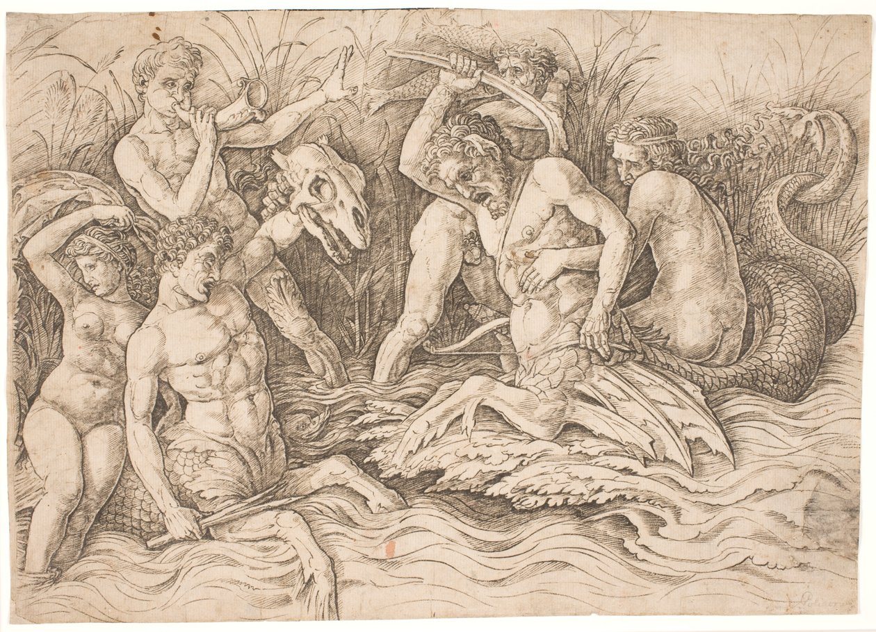 A tengeri istenek csatája, jobb fele alkotó: Andrea Mantegna