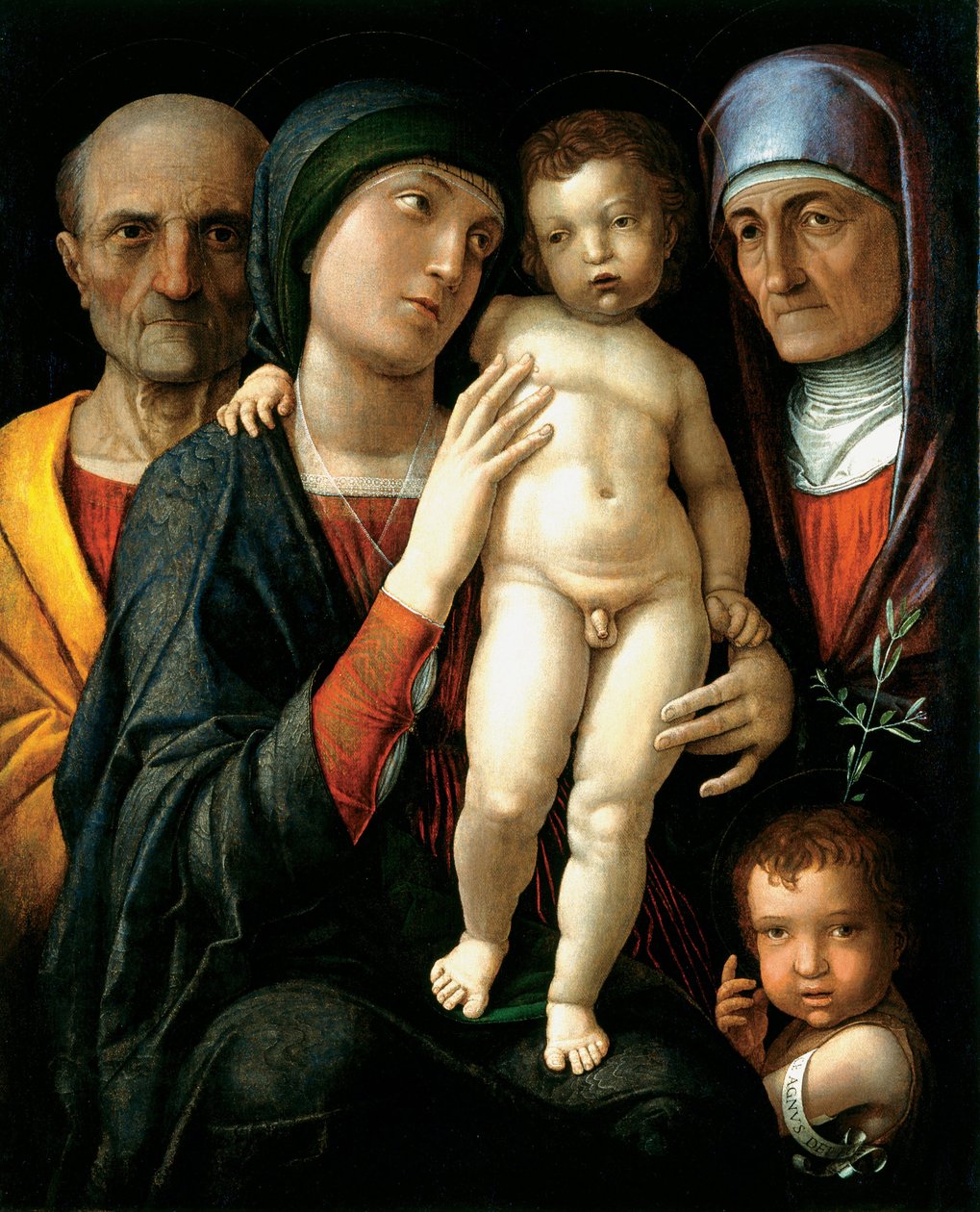 La Sainte Famille (A Szent Család) - Andrea Mantegna (1431-1506) festménye, olaj, vászon (75x61,5), 1495 körül - Állami Művészeti Galéria, Drezda (Németország) alkotó: Andrea Mantegna