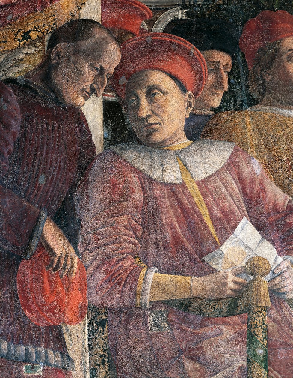 Ludovico Gonzaga és Marsilio Andreasi tanácsadó, Andrea Mantegna (1431-1606) udvari falának részlete, freskó, San Giorgio-kastély, esküvői kamra vagy Camera Picta, Mantova alkotó: Andrea Mantegna