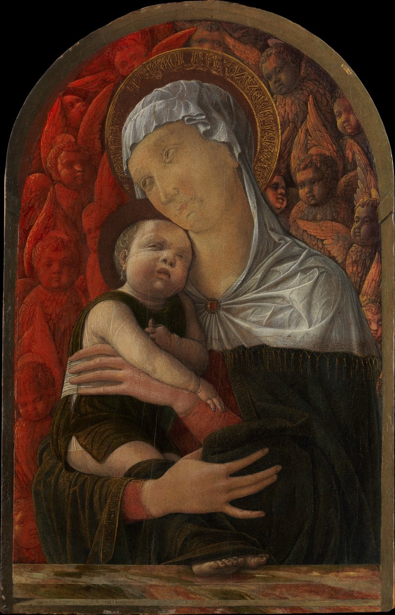 Madonna a gyermekkel, szeráfokkal és kerubokkal alkotó: Andrea Mantegna