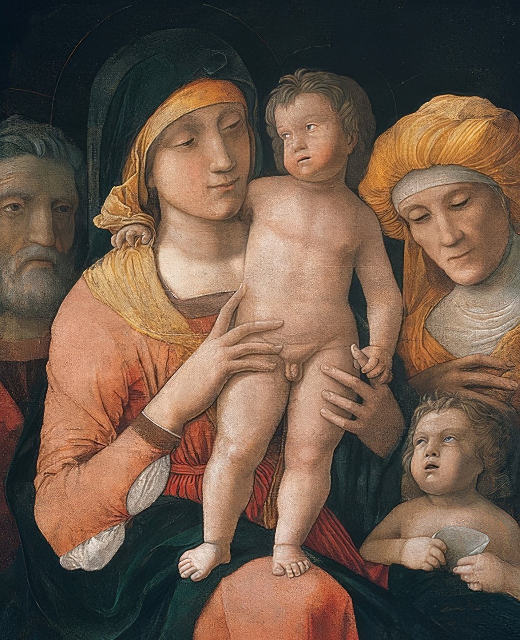 Madonna és gyermeke Szent Józseffel, Erzsébettel és Johannesknabennel. 1485-88 körül alkotó: Andrea Mantegna