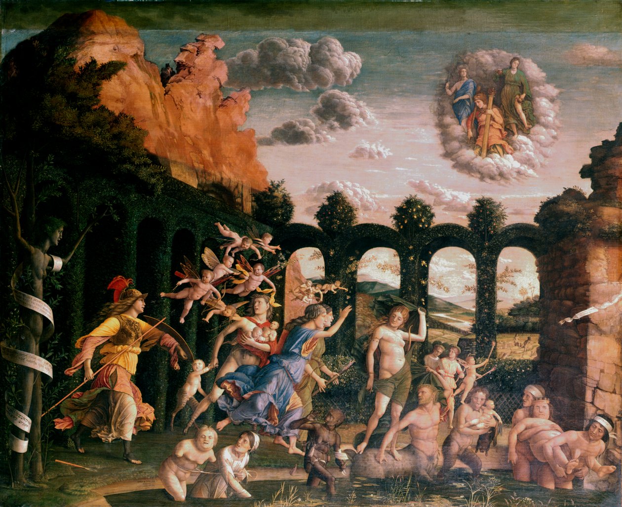 „Minerva üldözi a bűnöket az erény kertjéből”, c1502 alkotó: Andrea Mantegna
