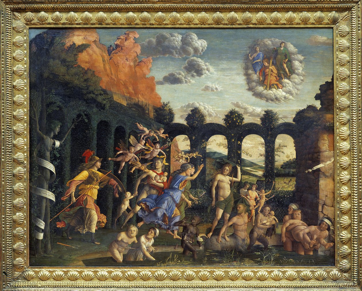 Minerve, aki az erény kertjének bűneit üldözi – Andrea Mantegna, 1497 körül, Louvre Múzeum, Párizs. alkotó: Andrea Mantegna