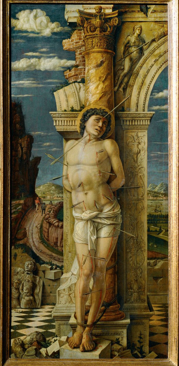 Szent Sebestyén. Nyárfa (festmény nyárfára) alkotó: Andrea Mantegna