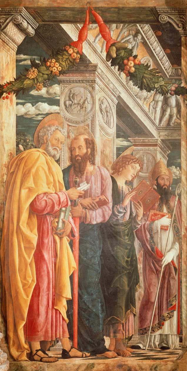 Szent Péter és Pál és két szent, részlet a San Zeno oltárból alkotó: Andrea Mantegna