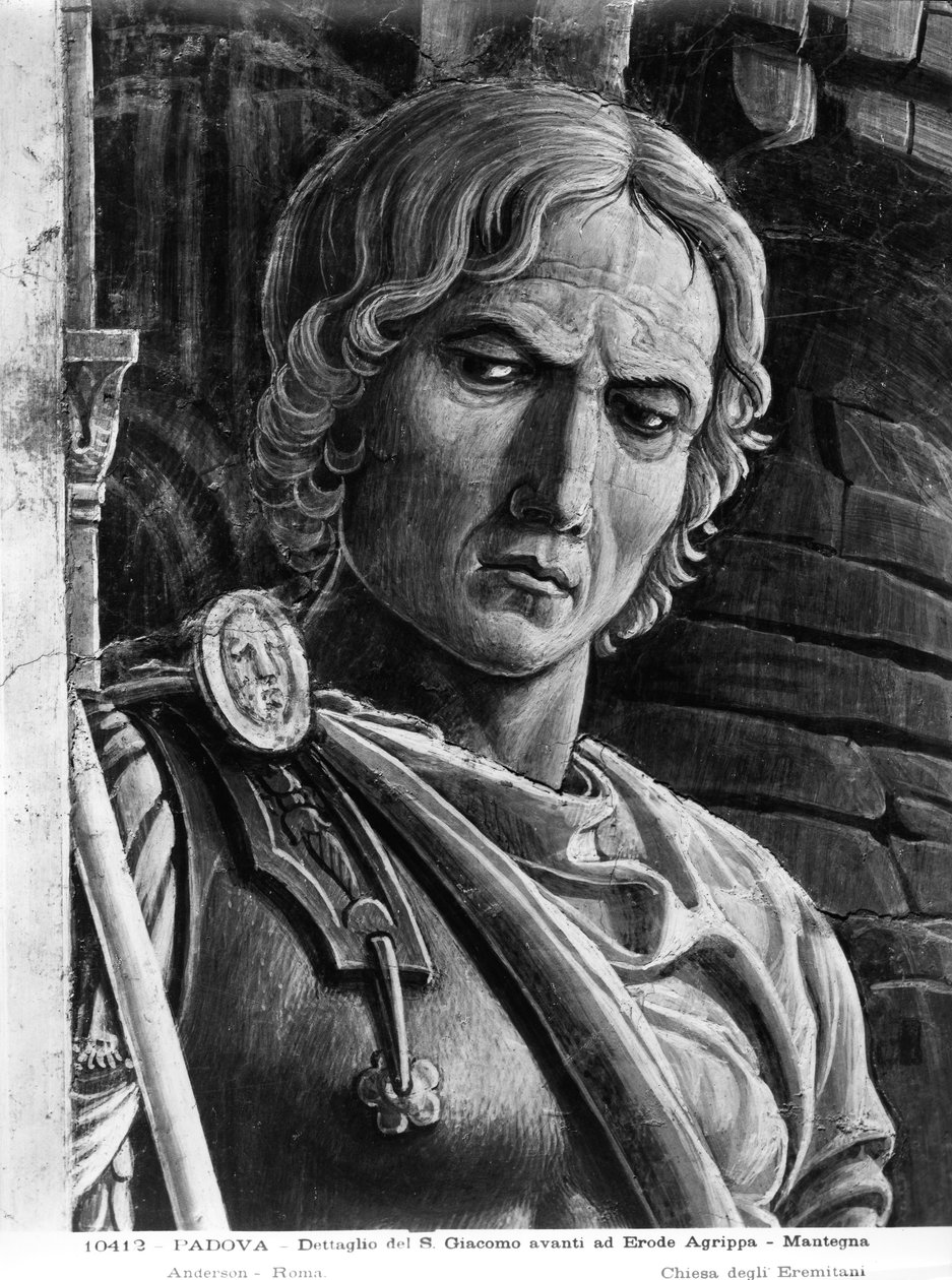 Nagy Szent Jakab Heródes Agrippa király elé vitte, katona részlete (freskó) (f/w fotó) alkotó: Andrea Mantegna