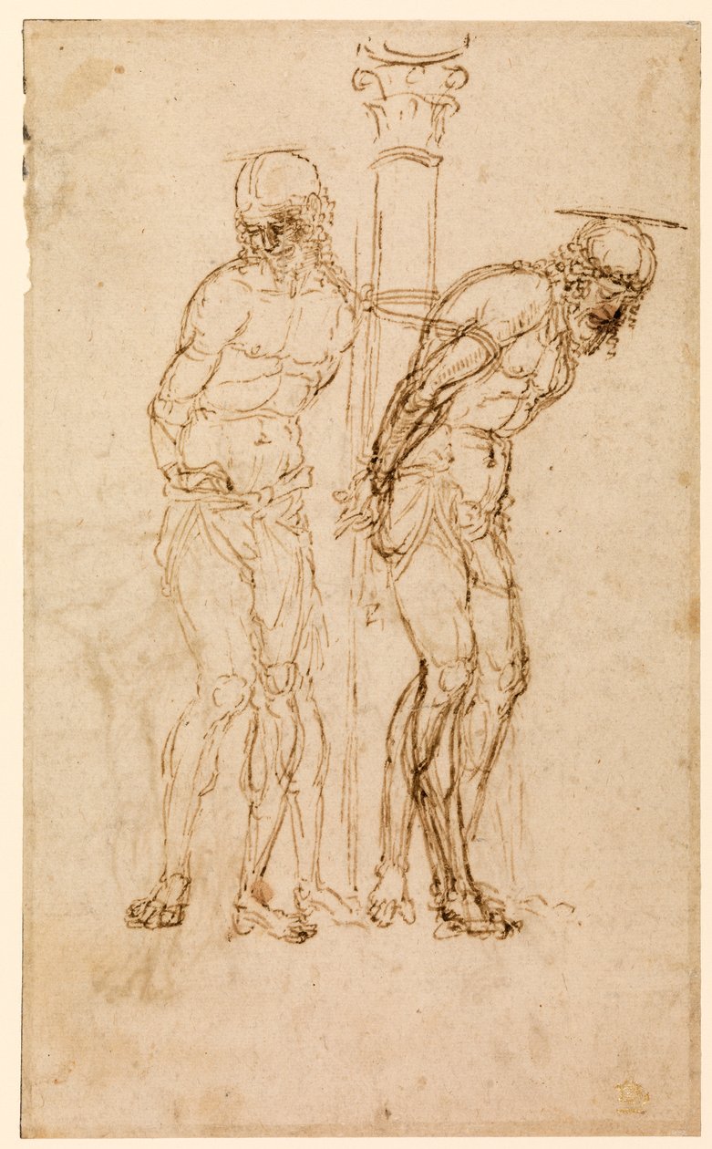 Tanulmányok Krisztusnak az oszlopnál (recto), 1460-65 körül (toll és tinta papíron) [lásd még: 5934516] alkotó: Andrea Mantegna