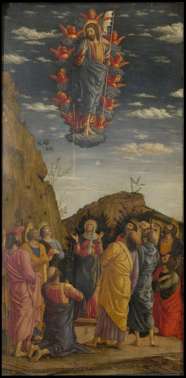 Az Uffizi Uffizi Tryptich felemelkedési triptichonja, bal oldali panel, kb. 1463-1464 alkotó: Andrea Mantegna