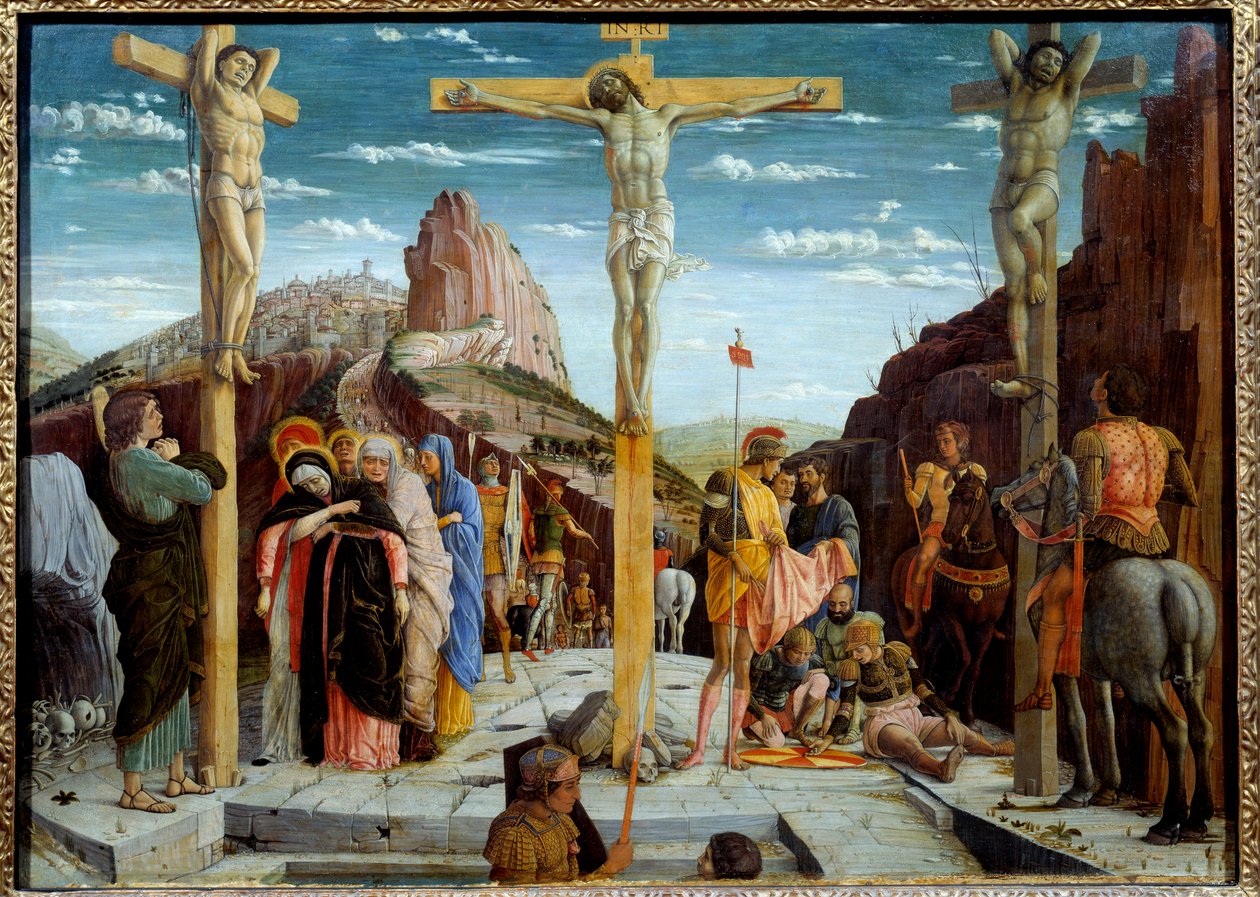 Andrea Mantegna (1431-1506) Kálvária festménye 15. századi V. 0,76x0,96 m - A kálvária. Andrea Mantegna (1431-1506) festménye alkotó: Andrea Mantegna