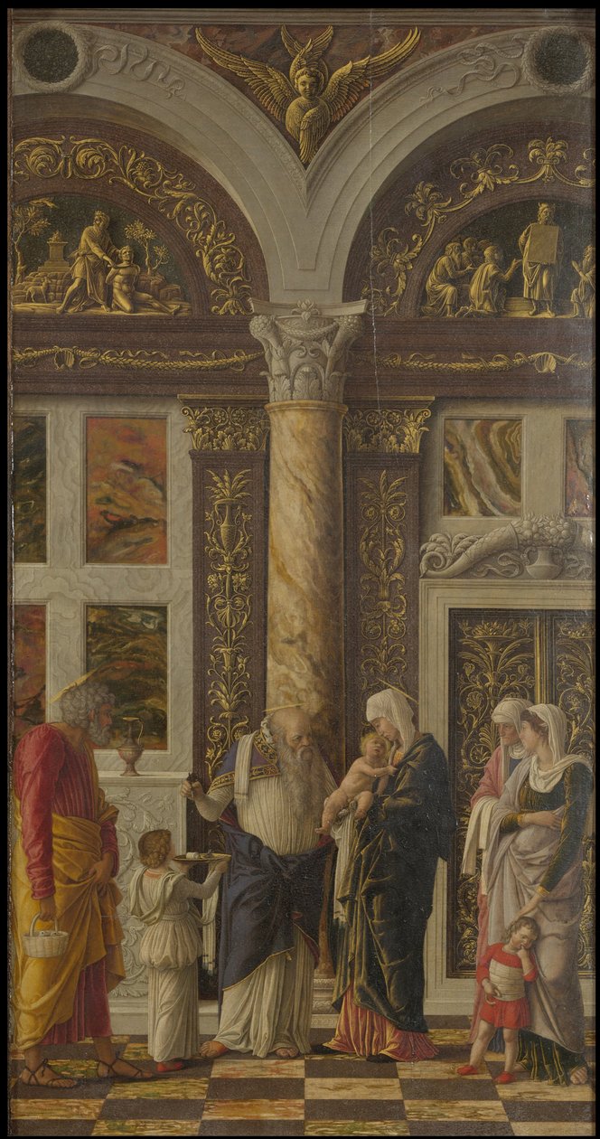 Az Uffizi Uffizi Tryptich körülmetélési triptichonja, jobb oldali panel, kb. 1463-1464 alkotó: Andrea Mantegna