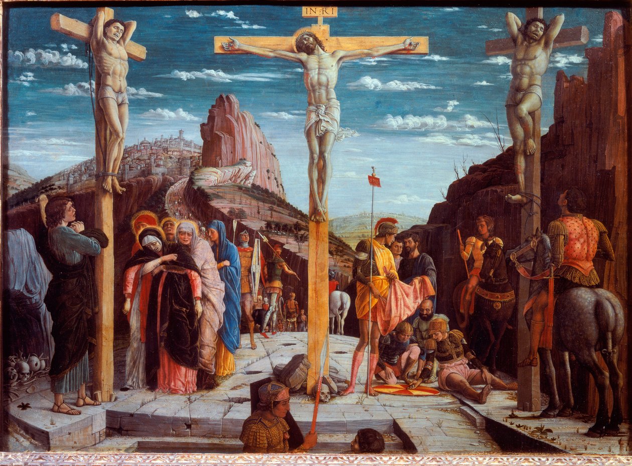 A keresztre feszítés, az úgynevezett Kálvária (olaj a fára alkotó: Andrea Mantegna