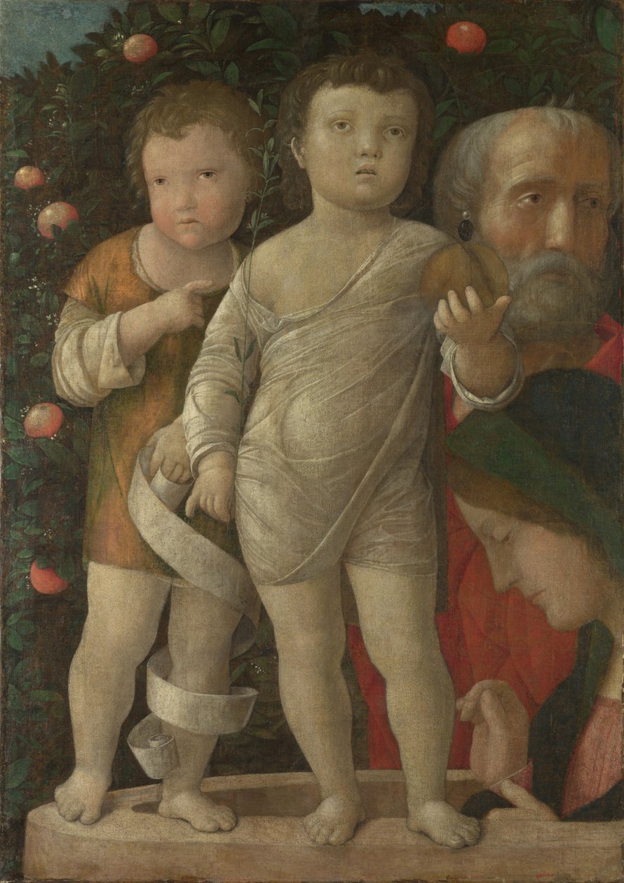 A Szent Család Szent Jánossal, c. 1500 alkotó: Andrea Mantegna