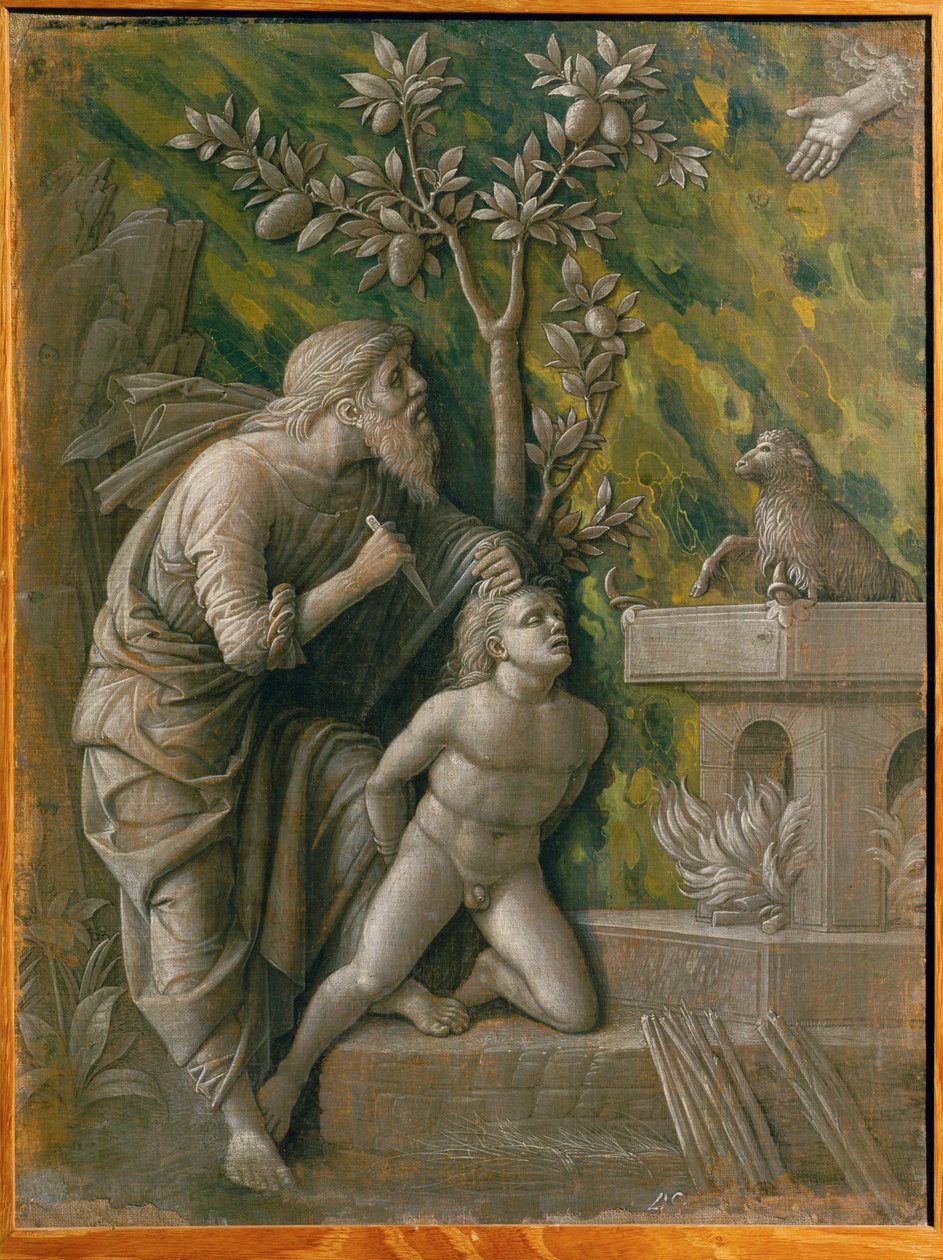 Izsák feláldozása (festmény) alkotó: Andrea Mantegna