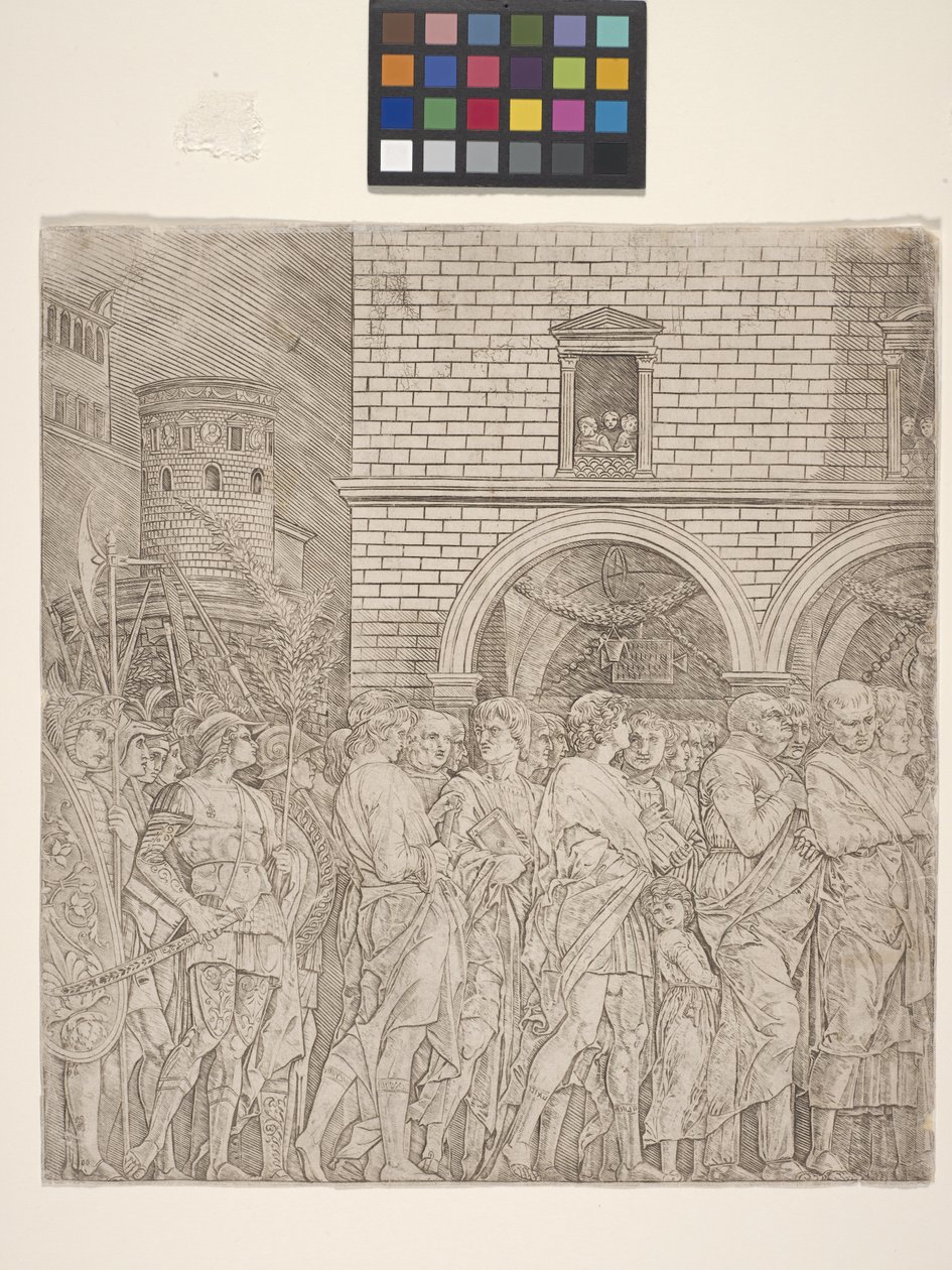 A szenátorok - Julius Caesar diadala (metszet krémszínű papírra) alkotó: Andrea Mantegna