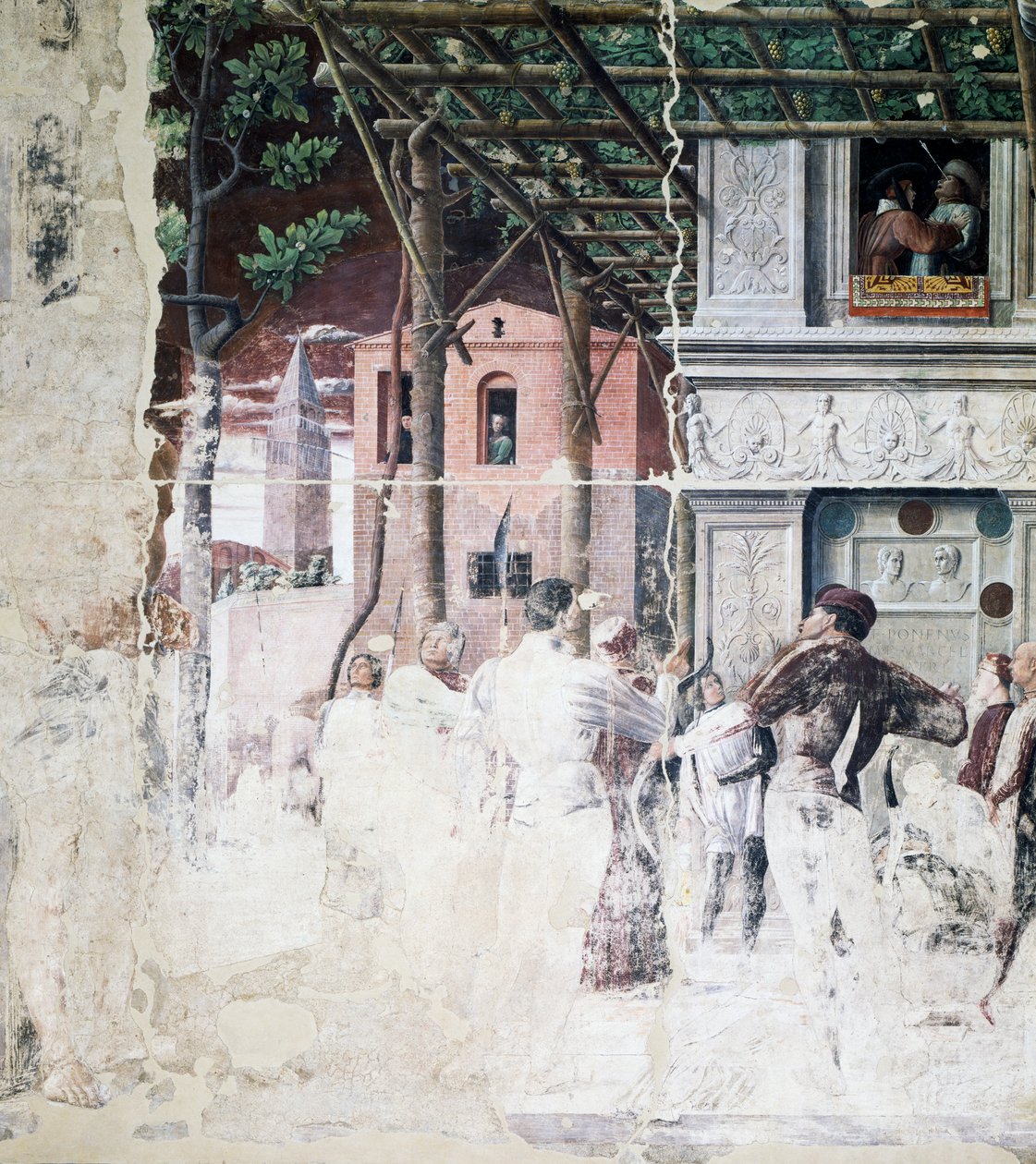 Szent Kristóf elítélése, részlet Szent Kristóf mártíromságából alkotó: Andrea Mantegna