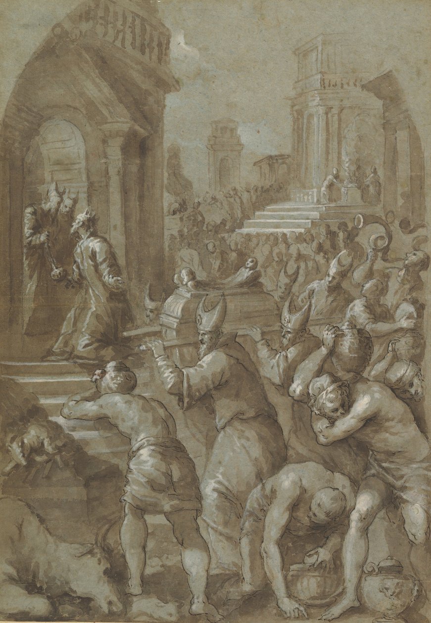 Salamon király látja, hogy a frigyládát behozták a templomba, 1604. alkotó: Andrea Michieli