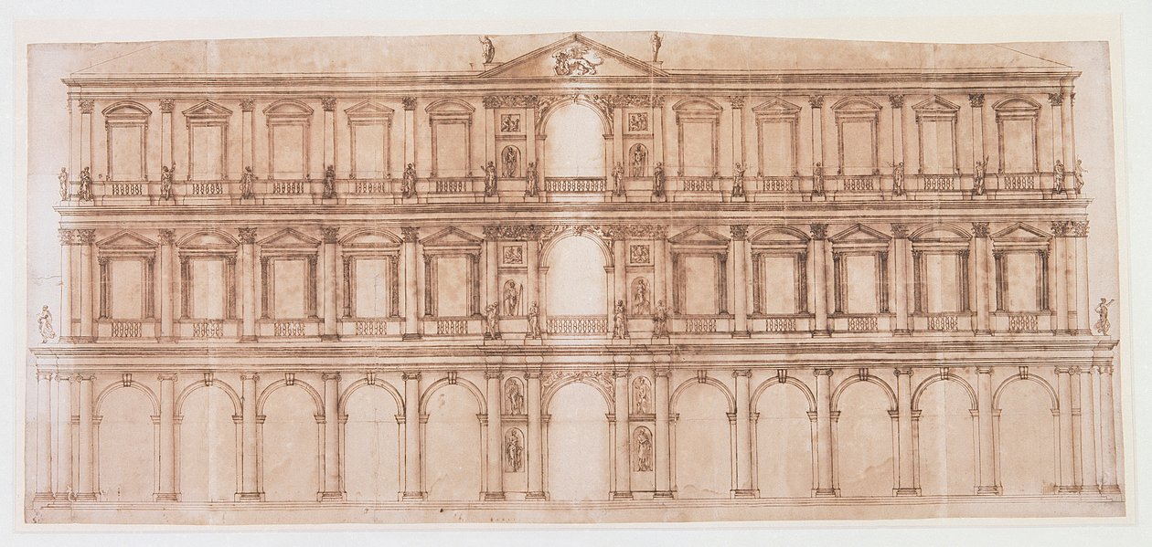Palazzo Ducale, Velence (toll és tinta papíron) alkotó: Andrea Palladio
